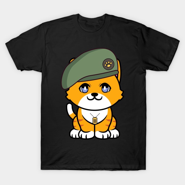 Green Beret orange cat T-Shirt by Pet Station